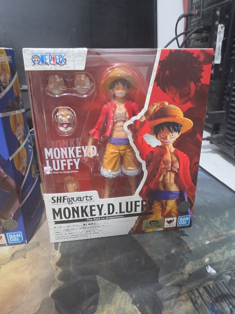 s.h.figuarts Monkey D. Luffy The Raid on Onigashima (Category: Figurines & Statues) located in Manila. Submitted by j_carlo_c (Listing ID 1466412468, Image 1). Description: - Item: S.H.Figuarts Monkey D. Luffy (The Raid on Onigashima) - Manufacturer: Bandai - Condition: Brand new, unopened box with Toei animation sticker - Inclusions: Multiple interchangeable face plates and hands - Authentic and ready to ship!.