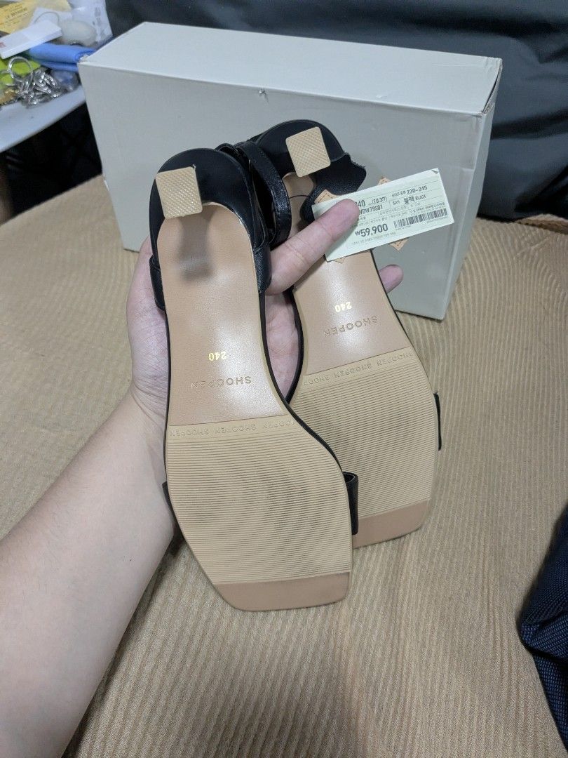 Shoopen Black Ankle Strap Heels (Category: Heels) located in Quezon City. Submitted by nnncorner (Listing ID 1466503685, Image 3). Description: Shoopen Black Premium Leather Ankle Strap Heels Size 240 / size eu 37 / US 6 2 inches heels True to size New and never been used Fresh from Korea With box original price: 2830 in pesos Selling 1,800.