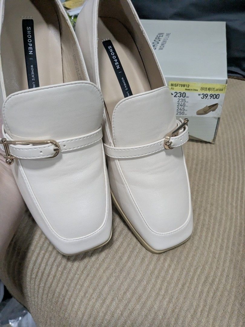 Shoopen Light Beige Heeled Loafers (Category: Loafers) located in Quezon City. Submitted by nnncorner (Listing ID 1466499975, Image 3). Description: Shoopen Light Beige Heeled Loafers Size 230 / size eu 36 / US5 3 inch heels True to size New and never been used Fresh from Korea With box original price: 1,873 in pesos Selling.