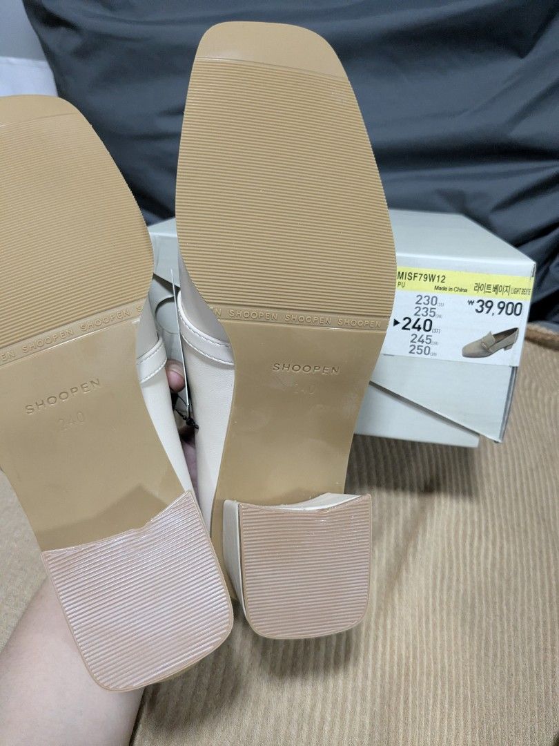 Shoopen Light Beige Heeled Loafers (Category: Loafers) located in Quezon City. Submitted by nnncorner (Listing ID 1466500751, Image 3). Description: Shoopen Light Beige Heeled Loafers Size 240 / size eu 37 / US 6 3 inch heels True to size New and never been used Fresh from Korea With box original price: 1,873 in pesos Selling 1200.