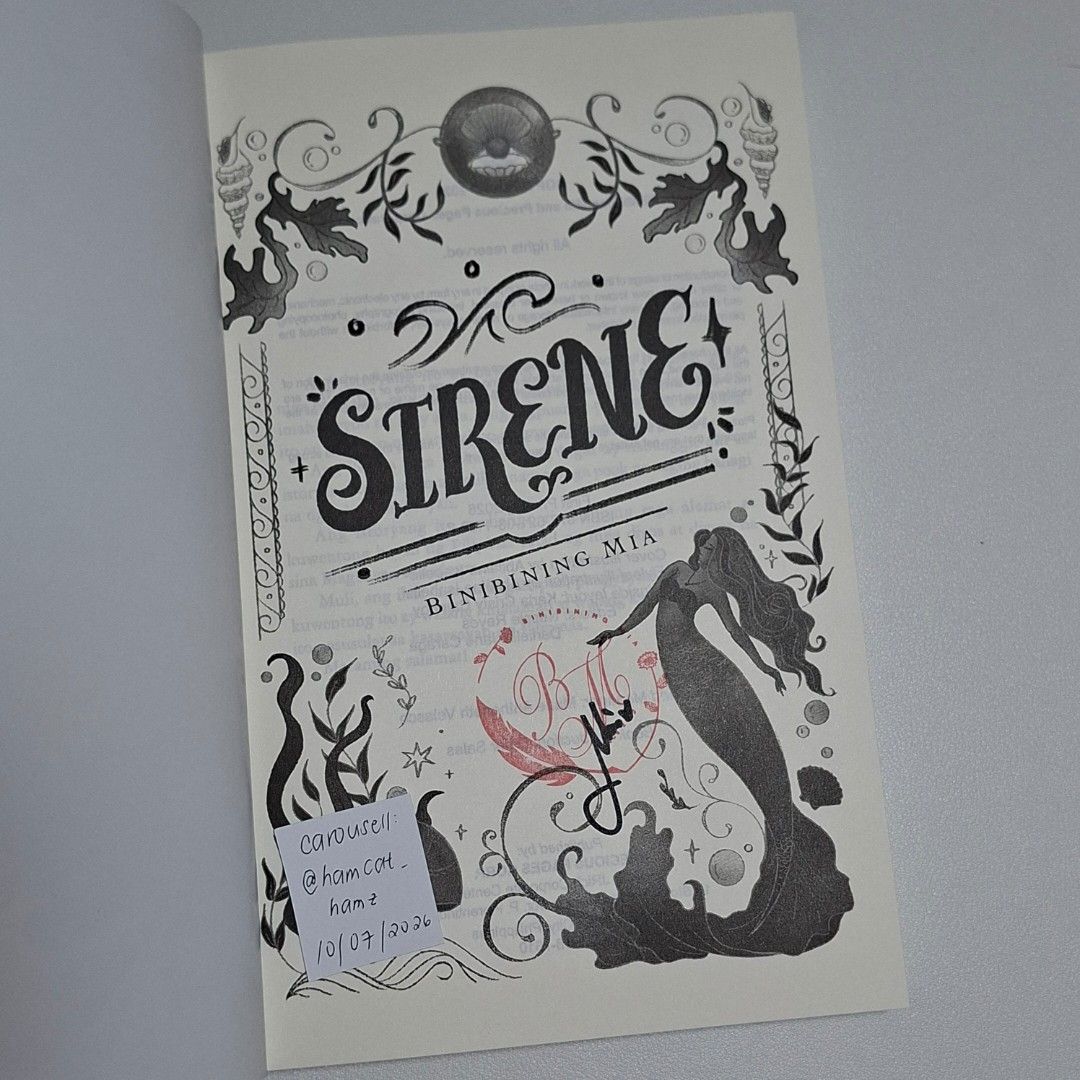 (signed) sirene book by binibining mia (Category: Storybooks) located in Taguig. Submitted by hamcat_ (Listing ID 1466411946, Image 3). Description: ⭑ ₱750 - 1 week deadline of payment ⭑ ₱650 - payo (pay as you order) ⭑ can ship asap but give me 1-2 days to pack your books ⭑ mode of payment : gcash ⭑mode of delivery : j&t express, lbc, sco ⭑ lalamove & grab is subject for availability ⭑ location: taguig ⭑ buyer must pay for the shipping fee.