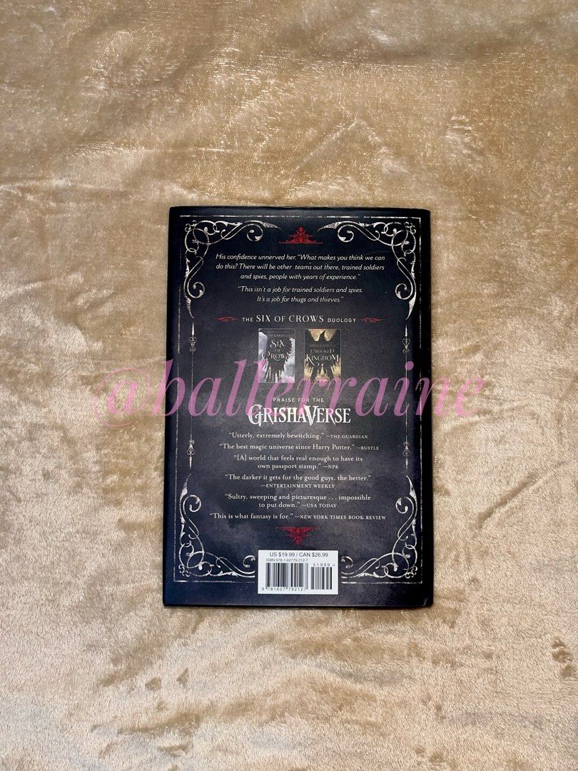 Six of Crows by Leigh Bardugo (Hardbound) (Category: Storybooks) located in Alaminos. Submitted by ballerraine (Listing ID 1462375209, Image 3). Description: Six of Crows by Leigh Bardugo - ₱700 - Sprayed edges - No issue - Never been read 💵 Mode of payment: GCash / Bank transfer 📦 Shipping: J&T only You’re more than welcome to ask for additional photos or details before purchasing to make sure you’re comfortable with the item’s condition. .