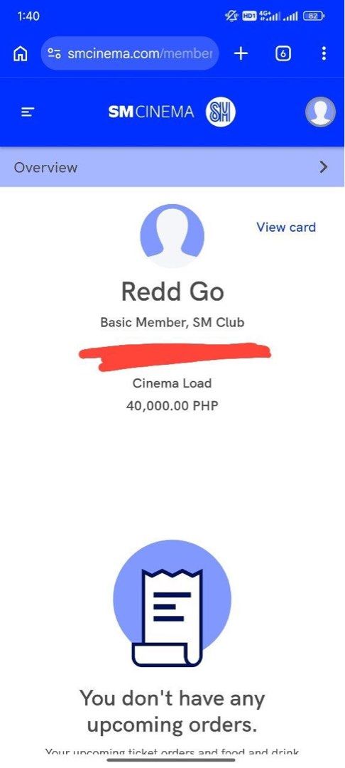 SM Cinema Load 40,000 PHP Balance (Category: CDs & DVDs) located in Caloocan City. Submitted by ronnnn.bear (Listing ID 1466405485, Image 1). Description: - SM Cinema Account Balance: 40,000 PHP - Membership Tier: Redd Go (Basic) - Usage: Perfect for booking movie tickets and snacks at any SM Cinema branch - Flexibility: Account transfer or direct booking available - Message us for instructions on how the transfer works.