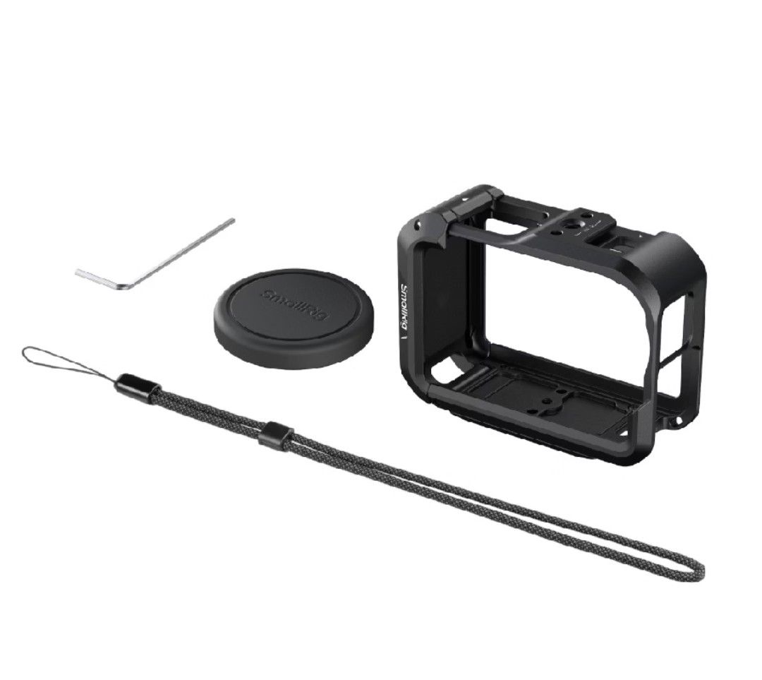 SmallRig Cage for DJI Osmo Action 6 (Category: Camera Bags & Carriers) located in Bulacan. Submitted by dandale17 (Listing ID 1466545775, Image 1). Description: - Compatible with: DJI Osmo Action 6 - Material: Full-cover metal cage for heavy-duty protection - Inclusions: Cage, lens cap, allen wrench tool - Extras: Original box and small grey carrying pouch included - Condition: all pieces accounted for, ready to mount.
