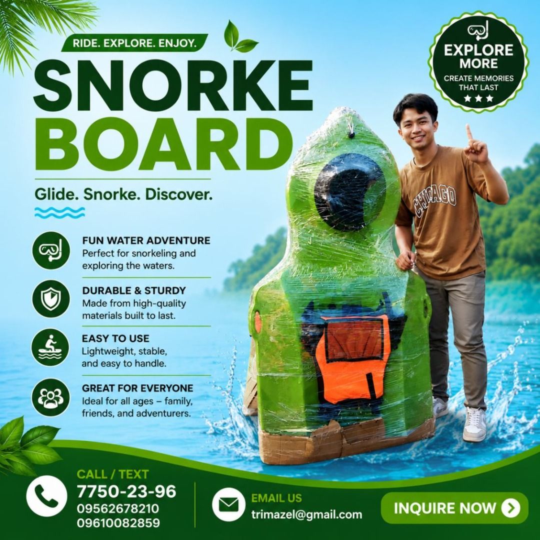 SNORKE BOARD (Category: Looking For) located in Paranaque City. Submitted by buynowbilikanow (Listing ID 1466337377, Image 1). Description: ✅ Guaranteed lowest price ✅ Quality products ✅ Big discount for bulk orders ✅ 100% LEGIT TRUSTED SUPPLIER! ✅ With Complete Legal Documents ✅ BIR Registered We Supply All Kinds Of PPE Supplies, Raincoat, Hard Hat, Cooler Box, Plastic Trash Bin, Road Barriers, Kayak Boats, Crystal Kayak, Traffic Cone, T-Bollard