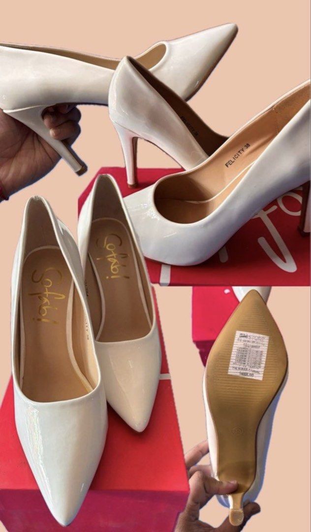 So fab heels (Category: Heels) located in Baguio. Submitted by truestar_451518 (Listing ID 1466560539, Image 1). Description: ACTUAL PRICE: Php 1,499 SIZE: 38 HEELS: 31/2 inches RFS: Di nagagamit. Ginamit lang as bridal shoes for about 30 mins. Nagchange na ng shoes nung reception..
