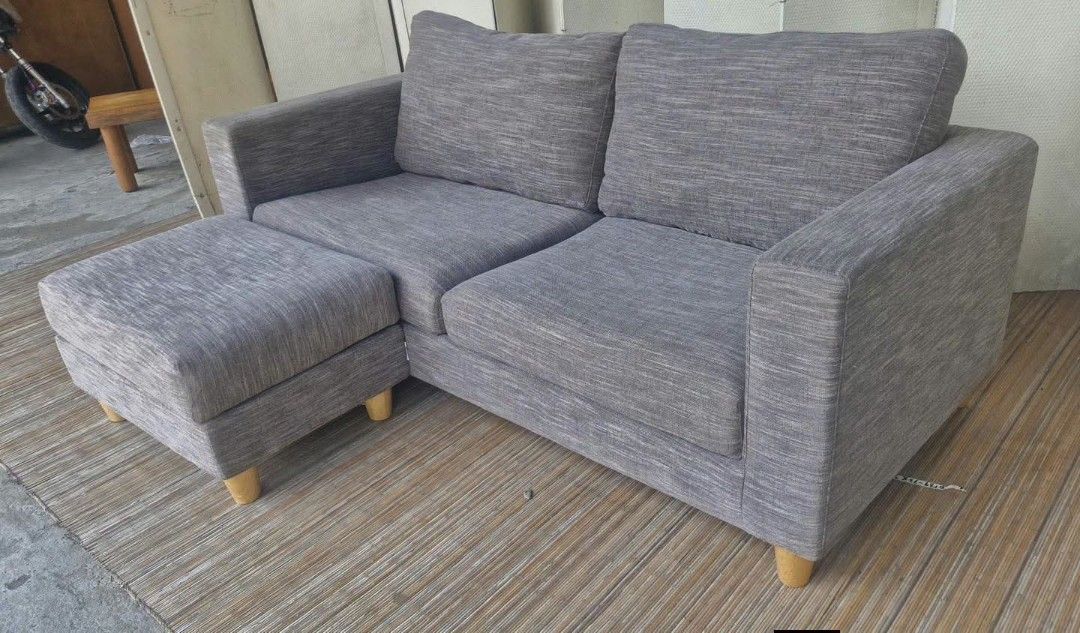 Sofa (Category: Sofas) located in Meycauayan. Submitted by marygracecasimiro (Listing ID 1466482245, Image 3). Description: NDStyle Fabric Sofa with Footrest 3-4 Seater / Fully Washable L72 x W32.5 x H15/31 L28 x W20 x H15 Price: 10,500🩷.