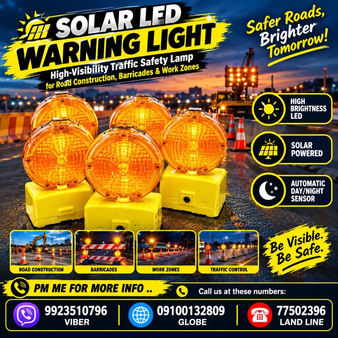 SOLAR LED WARNING LIGHT (Category: Looking For) located in Paranaque City. Submitted by buynowbilikanow (Listing ID 1466420976, Image 1). Description: ✅ Guaranteed lowest price ✅ Quality products ✅ Big discount for bulk orders ✅ 100% LEGIT TRUSTED SUPPLIER! ✅ With Complete Legal Documents ✅ BIR Registered We Supply All Kinds Of PPE Supplies, Raincoat, Hard Hat, Cooler Box, Plastic Trash Bin, Road Barriers, Kayak Boats, Crystal Kayak, Traffic Cone