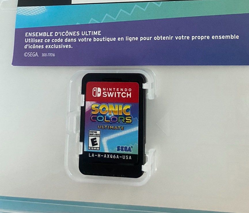Sonic Colors Ultimate Nintendo Switch (Category: Nintendo) located in Manila. Submitted by olxph_808966171 (Listing ID 1466561827, Image 3). Description: - Game: Sonic Colors Ultimate for Nintendo Switch - Condition: Physical cartridge and case in clean condition - Rating: Rated E for Everyone (ESRB) - Gameplay: High-speed intergalactic adventure with vibrant visuals and action-packed gameplay - Inclusion: Original case .