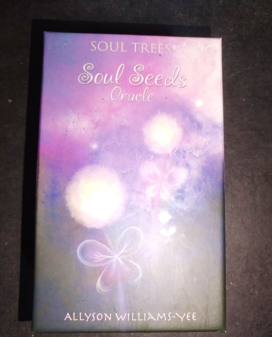 Soul Seeds Oracle Deck (Category: Storybooks) located in Manila. Submitted by archtypeenthusiast (Listing ID 1466395761, Image 1). Description: - Authentic Soul Seeds Oracle deck by Allyson Williams-Yee - Includes full card deck and original instruction book with keywords - Complete with the original cosmic-designed storage box - Features gorgeous purple and pink artwork on every card - Ideal tool for daily guidance, inspiration, and personal ref