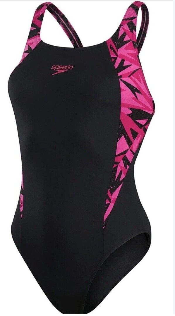 Speedo Hyperboom Splice Swimsuit GB 32 （分類：泳衣）位於 Hong Kong。 由 myunikaija07 提交（商品編號 1466376966，圖片 1）。簡介： Speedo Hyperboom swimsuit, black with striking pink and black side panels. Classic one-piece design with comfortable straps. Original red brand tag still attached. Size GB 32, CN 155/80, KOR 85. Oeko-Tex Standard 100 certified material. Unused condition with tags.。