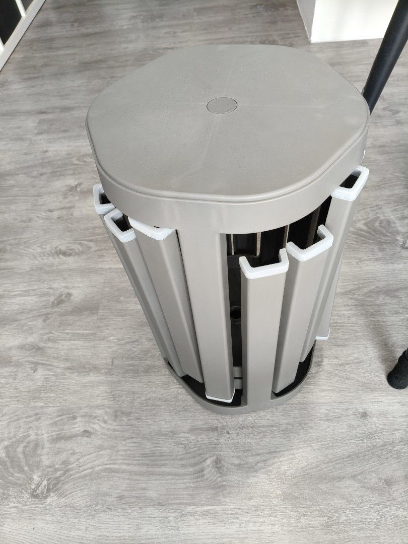 Stackable Nesting Stool Set Grey Space Saving (Category: Chairs) located in Singapore. Submitted by 8888joy (Listing ID 1466396005, Image 1). Description: - Set of 4 stackable stools in a sleek grey finish - Clever nesting design stores all stools into one compact tower on wheels - Ideal space-saver for small HDBs, apartments, or extra guest seating - Durable, sturdy plastic construction with a modern minimalist look - Easy to roll around, deploy