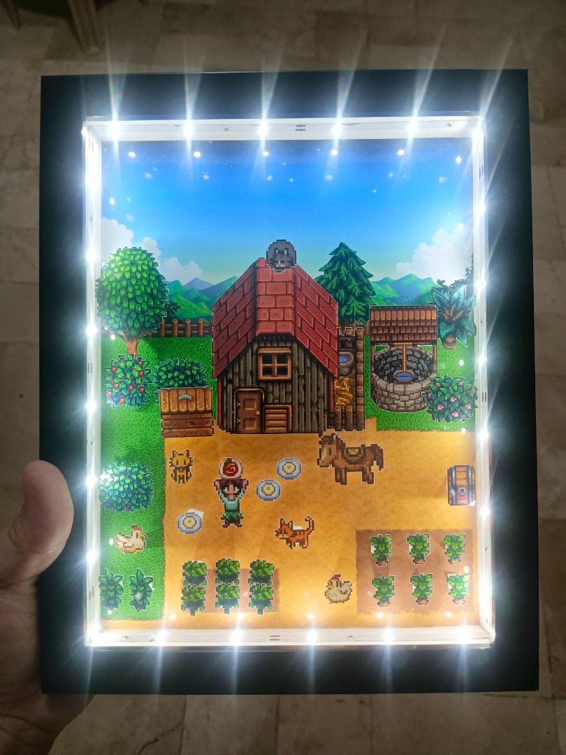 Stardew Valley Video Game Shadow Box (Category: Nintendo) located in Quezon City. Submitted by natzuki10 (Listing ID 1466364626, Image 2). Description: Stardew Valley Video Game Shadow Box Height: 10 inches Width: 8 inches 750 w/o lights 920 w/ lights *Handmade Pixel Shadow Boxes *Accepting Customized Designs *Perfect for Gamers & Collectors #videogames #nintendo #roomdecor #collection #gamer #gift .
