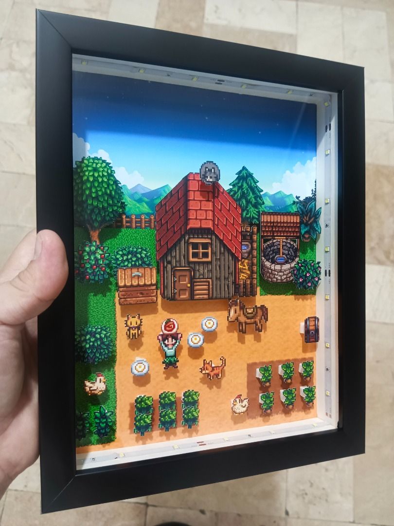Stardew Valley Video Game Shadow Box (Category: Nintendo) located in Quezon City. Submitted by natzuki10 (Listing ID 1466364626, Image 3). Description: Stardew Valley Video Game Shadow Box Height: 10 inches Width: 8 inches 750 w/o lights 920 w/ lights *Handmade Pixel Shadow Boxes *Accepting Customized Designs *Perfect for Gamers & Collectors #videogames #nintendo #roomdecor #collection #gamer #gift .