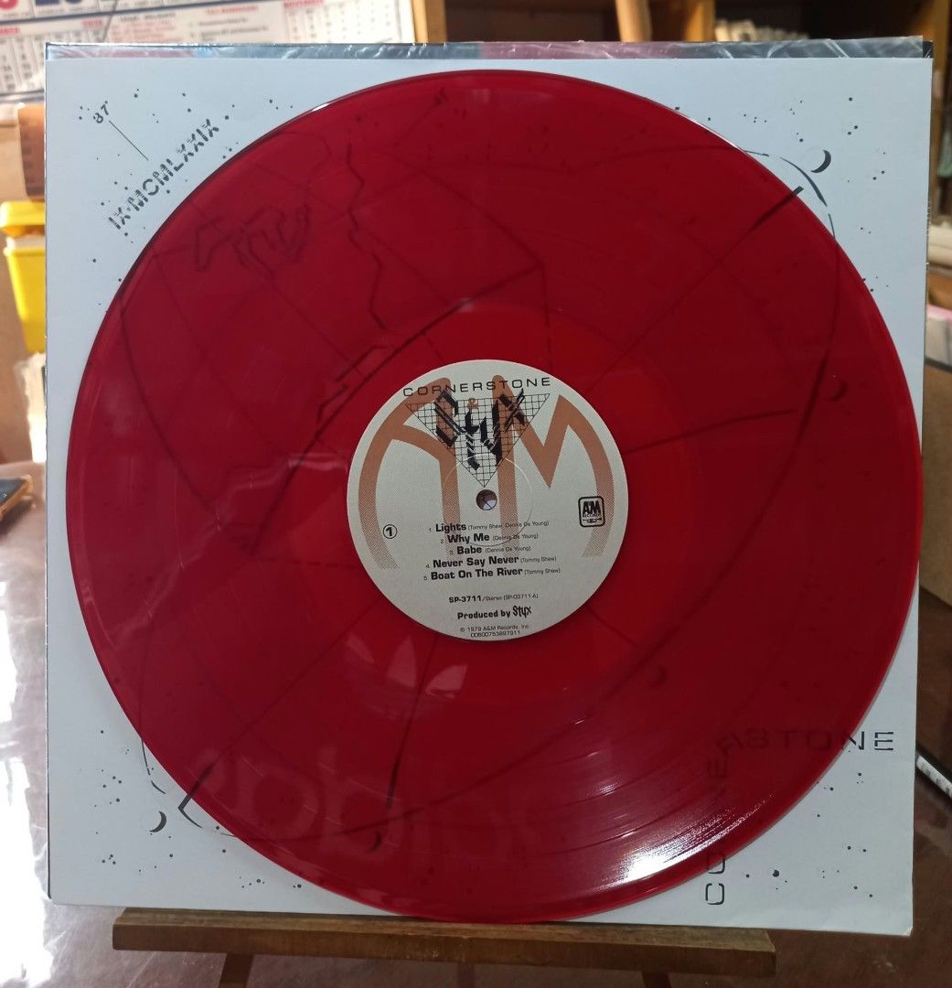 Styx Cornerstone Translucent Red Vinyl LP Limited Edition (Category: Vinyls) located in Manila. Submitted by malano24melisa (Listing ID 1466440796, Image 2). Description: STYX - Cornerstone. Red Colored Vinyl Recrd LP Plaka for SALE Artist: Styx Title: Cornerstone Label: A&My Records. SP 3711 Red Translucent Vinyl Mfd: Europe 2020 Genre: Rock Style: Pop Rock, Prog Rock, Art Rock Gatefold Jacket with Obi and Original Inner Printed Paper Sleeves Vi