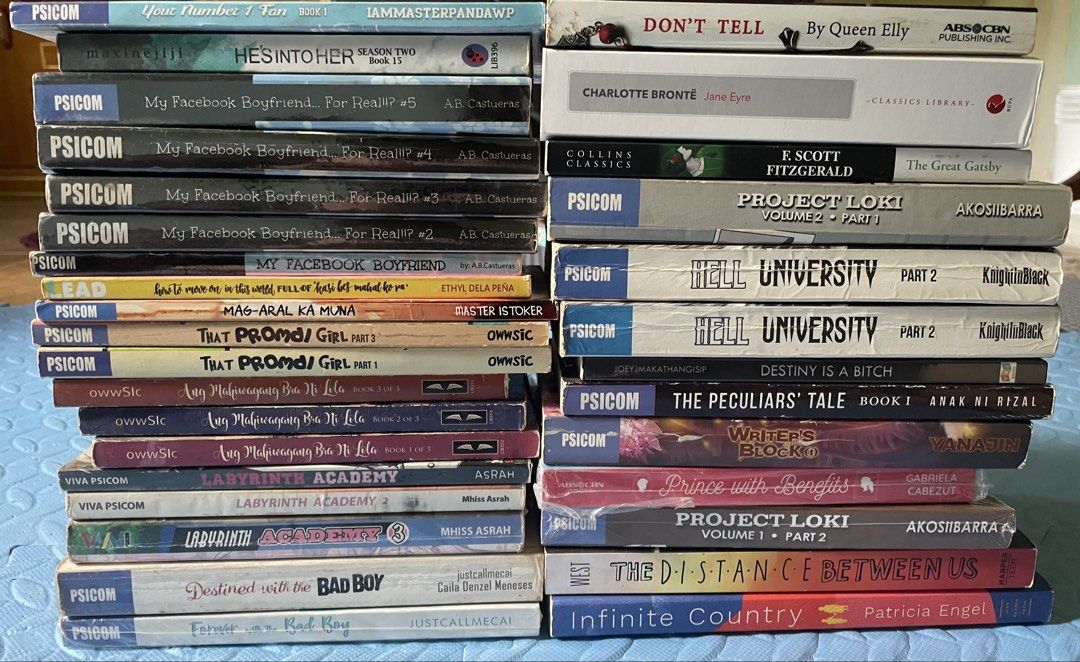 Take all 32 wattpad Psicom random books (Category: Storybooks) located in Dasmarinas. Submitted by kiminoue (Listing ID 1466386521, Image 1). Description: Take all for 1,450.