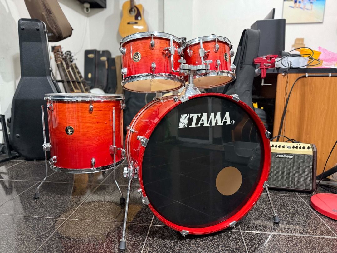 Tama Rhythm Mate 4pc Drum Kit (Category: Musical Instruments) located in Manila. Submitted by ninraninra (Listing ID 1466470373, Image 1). Description: Tama Rhythm Mate 4pc Drum Kit 25K 10" & 12" rack toms 16" floor toms 22x16" wooden hoop bassdrum Lacquer finish (not wrap) NO Stands. pedal. snare or cymbals What you see is what you get.