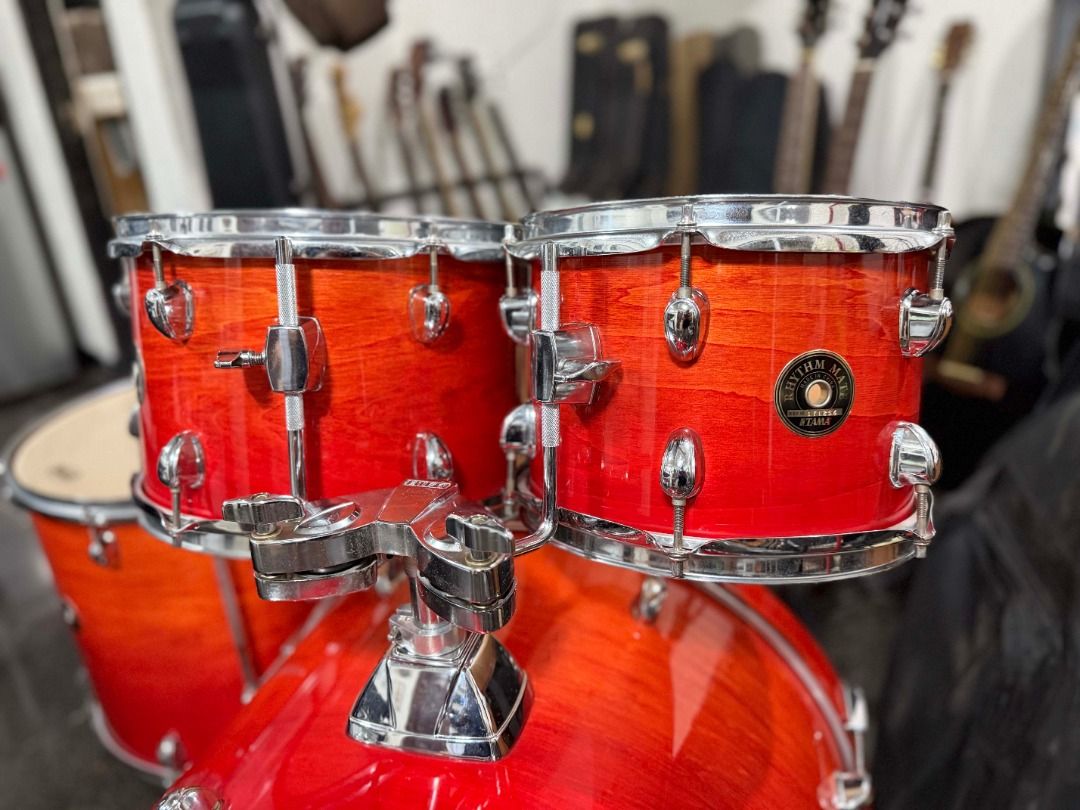 Tama Rhythm Mate 4pc Drum Kit (Category: Musical Instruments) located in Manila. Submitted by ninraninra (Listing ID 1466470373, Image 2). Description: Tama Rhythm Mate 4pc Drum Kit 25K 10" & 12" rack toms 16" floor toms 22x16" wooden hoop bassdrum Lacquer finish (not wrap) NO Stands. pedal. snare or cymbals What you see is what you get.