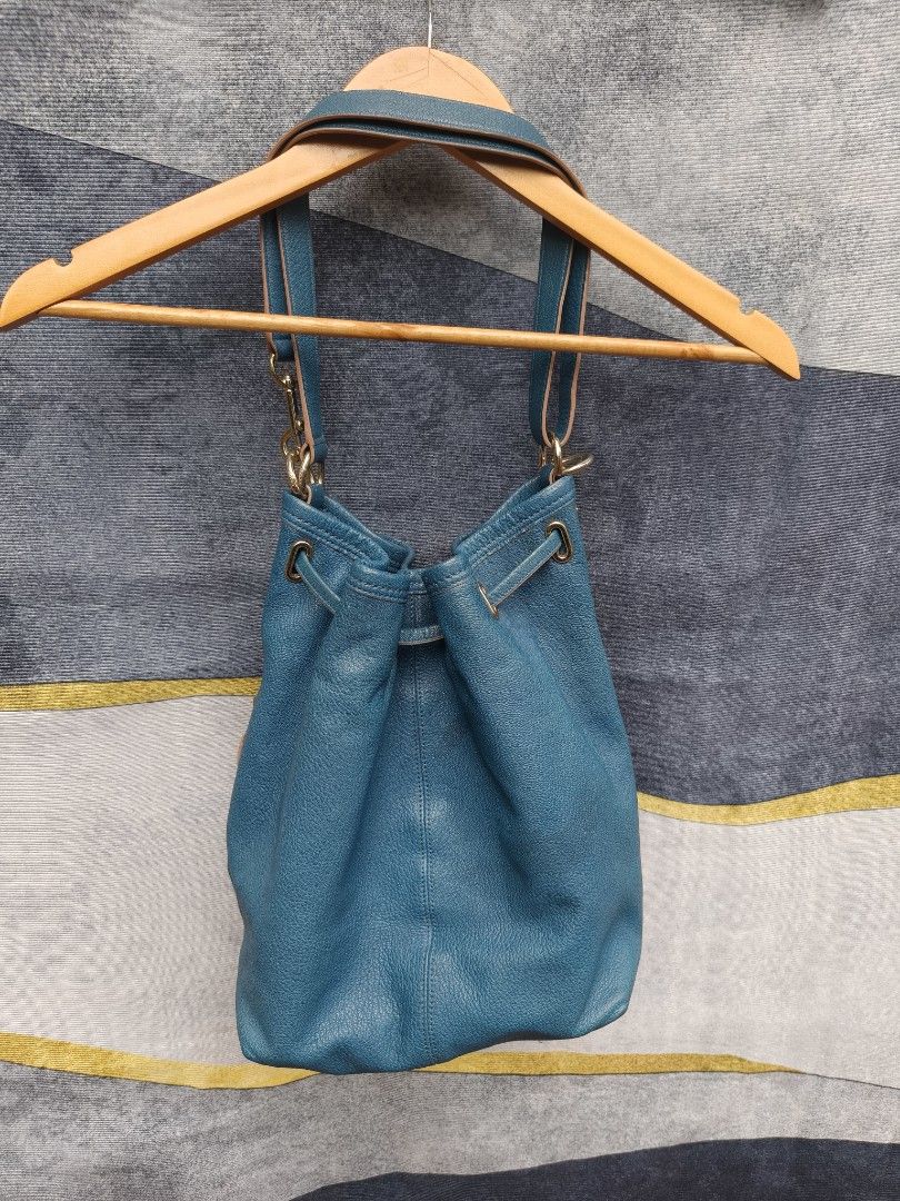 teal Coach Pebbled Leather Drawstring Bucket Bag (Category: Luxury Bags & Wallets) located in Camalaniugan. Submitted by thrifter10 (Listing ID 1466411520, Image 2). Description: .