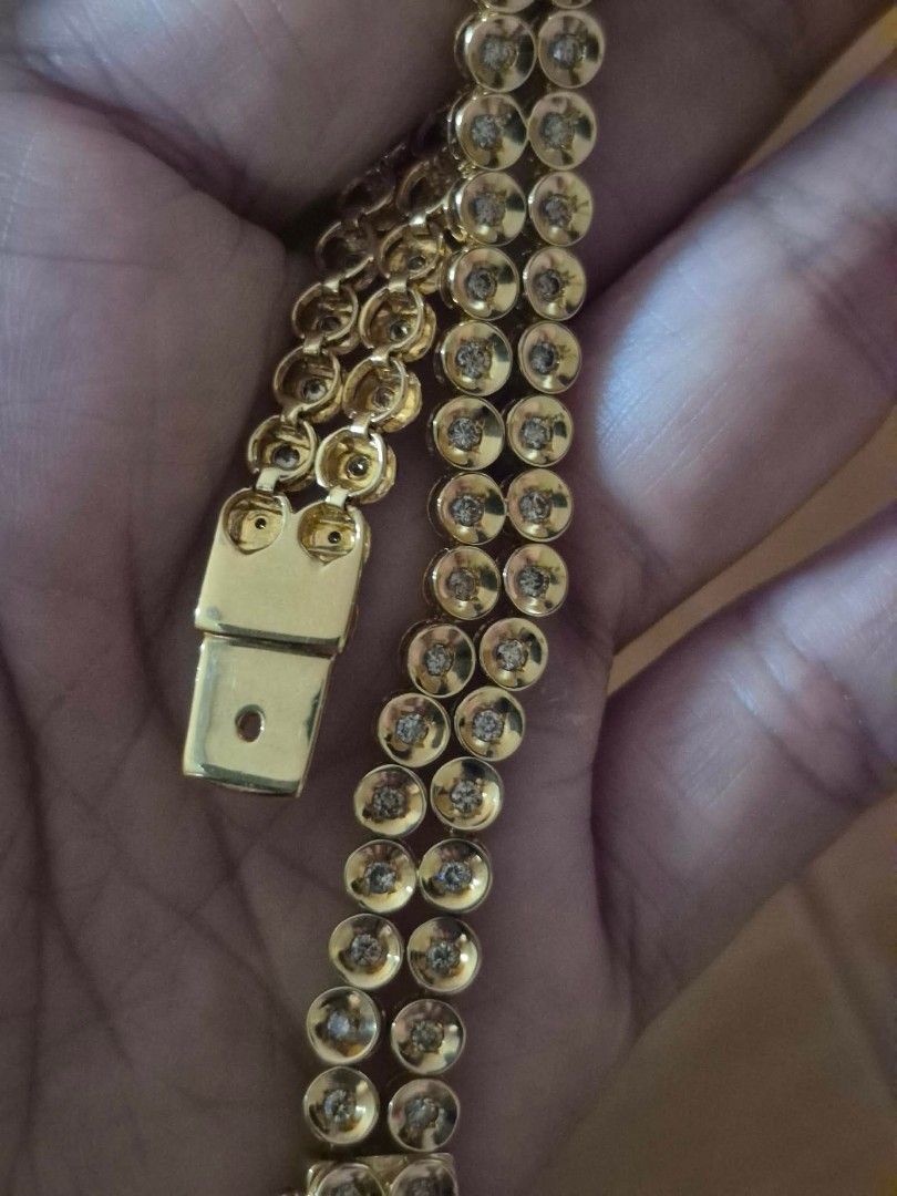 Tennis Bracelet Double (Category: Body Jewelry) located in Quezon City. Submitted by caseyesper (Listing ID 1466550738, Image 2). Description: K18 Japan Gold 2.3ct natural Diamonds 23.5 grams.