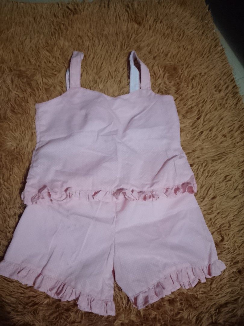 terno sleepwear pink ruffles (Category: Sets or Coordinates) located in Manila. Submitted by zealowl_abdf54 (Listing ID 1466530846, Image 1). Description: never been worn, good condition.