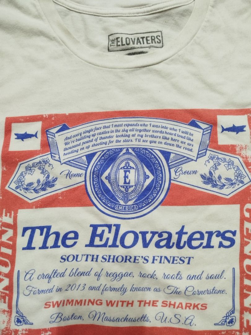 The Elovators "Budweiser" Band Tee (Category: Tshirts & Polo Shirts ) located in Caloocan City. Submitted by barbed.vtg (Listing ID 1466386085, Image 3). Description: The Elovaters are an American reggae rock band from Boston that formed in 2014 21 WIDTH 28 LENGTH .