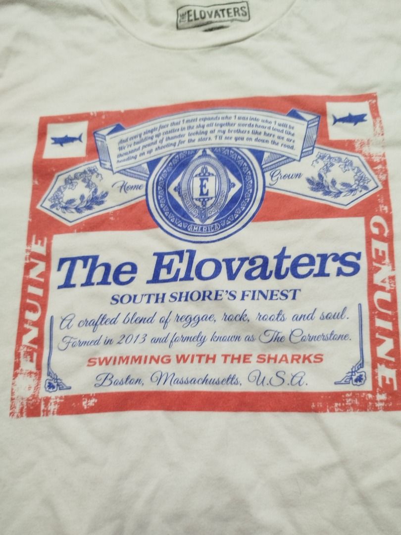 The Elovators "Budweiser" Band Tee (Category: Tshirts & Polo Shirts ) located in Caloocan City. Submitted by barbed.vtg (Listing ID 1466386085, Image 2). Description: The Elovaters are an American reggae rock band from Boston that formed in 2014 21 WIDTH 28 LENGTH .