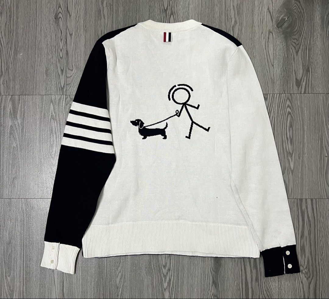 Thom Browne Crewneck Sweater (Category: Luxury Apparel) located in Bacoor. Submitted by southlocalgarage (Listing ID 1466451391, Image 2). Description: Thom Browne Crewneck Sweater Made in italy Size 2 on tag Excellent condition No issue Actual dimes! Width-21 Length-27 Dm to Purchase📩.