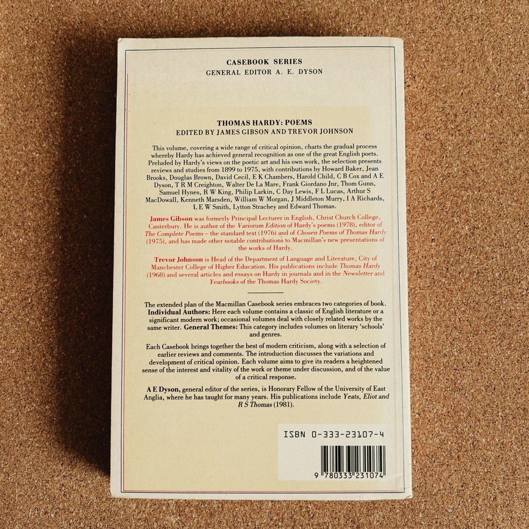 Thomas Hardy | Essays on His Poetry (Category: Storybooks) located in Quezon City. Submitted by thelastofherkind (Listing ID 1466411761, Image 3). Description: Slight foxing only. Pages are near-pristine except for sides of book. Slightly flawed cover (see photos). No missing pages. 1985 reprint. True vintage. For Thomas Hardy enthusiasts, poetry lovers, Creative Writing and Lit majors. 📚.