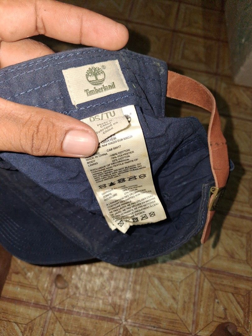 Timberland Leather Strapback (Category: Caps & Hats) located in Maasin. Submitted by ukayniyong (Listing ID 1466364696, Image 2). Description: Fresh from bale Issue: Sweat Stain Check last photo.