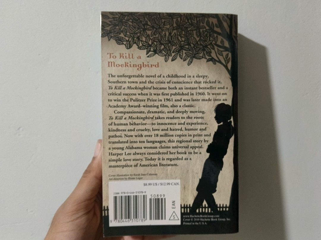 To Kill a Mockingbird by Harper Lee Paperback (Category: Storybooks) located in Tagum. Submitted by ria.bantayan (Listing ID 1466438672, Image 2). Description: - Title: To Kill a Mockingbird - Author: Harper Lee - Format: Standard paperback / softcover - Publisher: Hachette Book Group - ISBN: 978-0-446-31078-9 - Accolades: Pulitzer Prize Winner - Genre: Classic American Literature.
