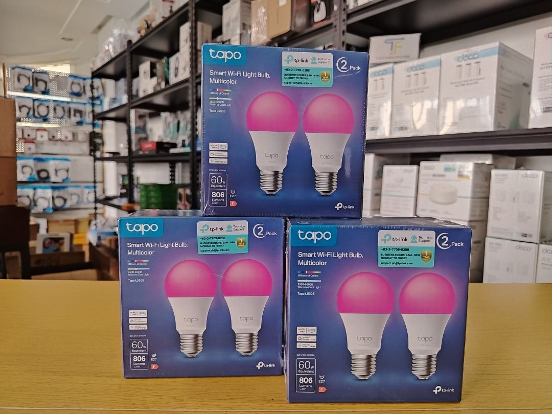 TP-Link Tapo L530E (2-pack) Multicolor Smart Wi-Fi Light Bulb (Category: Lighting) located in Pasig City. Submitted by technofuseofficial (Listing ID 1466437172, Image 1). Description: TP-Link Tapo L530E (2-pack) Multicolor Smart Wi-Fi Light Bulb Brand New and Original Items Store Location: 3Rd Floor Unit 303, 604 Shaw Boulevard, Barangay Kapitolyo, Pasig City Same Day Delivery: - Lalamove delivery within Metro Manila - For walk-ins: Always PM fi