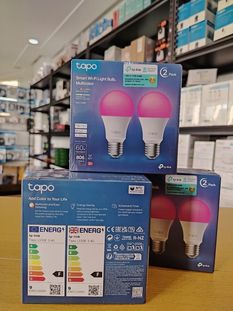 TP-Link Tapo L530E (2-pack) Multicolor Smart Wi-Fi Light Bulb (Category: Lighting) located in Pasig City. Submitted by technofuseofficial (Listing ID 1466437172, Image 2). Description: TP-Link Tapo L530E (2-pack) Multicolor Smart Wi-Fi Light Bulb Brand New and Original Items Store Location: 3Rd Floor Unit 303, 604 Shaw Boulevard, Barangay Kapitolyo, Pasig City Same Day Delivery: - Lalamove delivery within Metro Manila - For walk-ins: Always PM fi