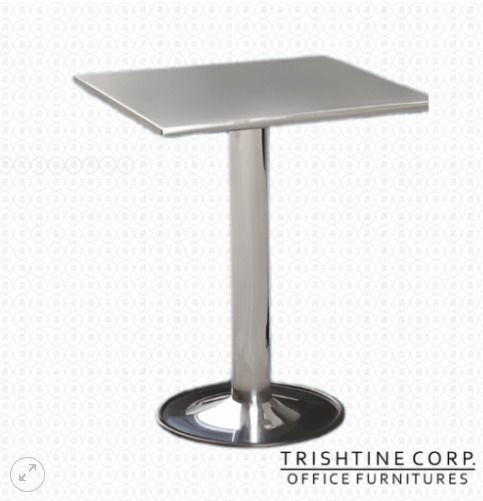 TPT-007 | Square Pantry Table (Category: Tables & Sets) located in Caloocan City. Submitted by jim.trishtineofficefurnitures (Listing ID 1466412400, Image 1). Description: - Modern square tabletop with a sleek stainless steel finish - Sturdy central chrome pedestal leg and round base for maximum stability - Minimalist design ideal for offices, cafes, or small dining spaces - Space-saving shape fits perfectly in tight corners and small meeting roo