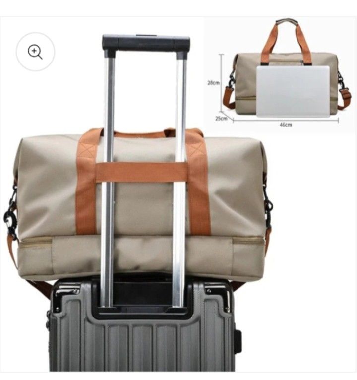 Travel duffle bag (Category: Luggage) located in Makati City. Submitted by redisell (Listing ID 1466338386, Image 2). Description: Travel duffle bag best for your out of town trip with shoe compartment durable and easy to carry color light gray brand new Price P300 fix.