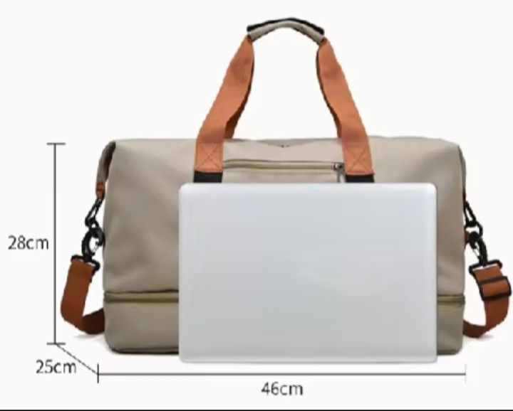 Travel duffle bag (Category: Luggage) located in Makati City. Submitted by redisell (Listing ID 1466338386, Image 3). Description: Travel duffle bag best for your out of town trip with shoe compartment durable and easy to carry color light gray brand new Price P300 fix.