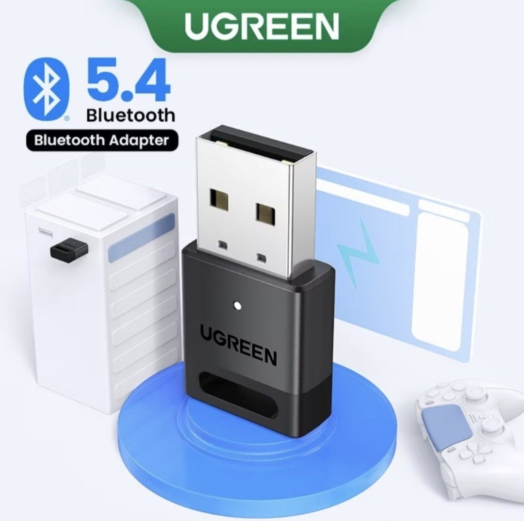 Ugreen Bluetooth 5.4 Adapter USB Dongle (Category: Cables & Adaptors) located in Iloilo. Submitted by maikeru27 (Listing ID 1466546429, Image 1). Description: - Latest Bluetooth 5.4 technology for fast transmission and low latency - Plugs directly into any PC or computer USB port - Connect up to 5 devices at once (keyboards, mice, headphones, controllers, smartphones) - Enhanced audio playback and wider operating range - Sleek, compact, and porta