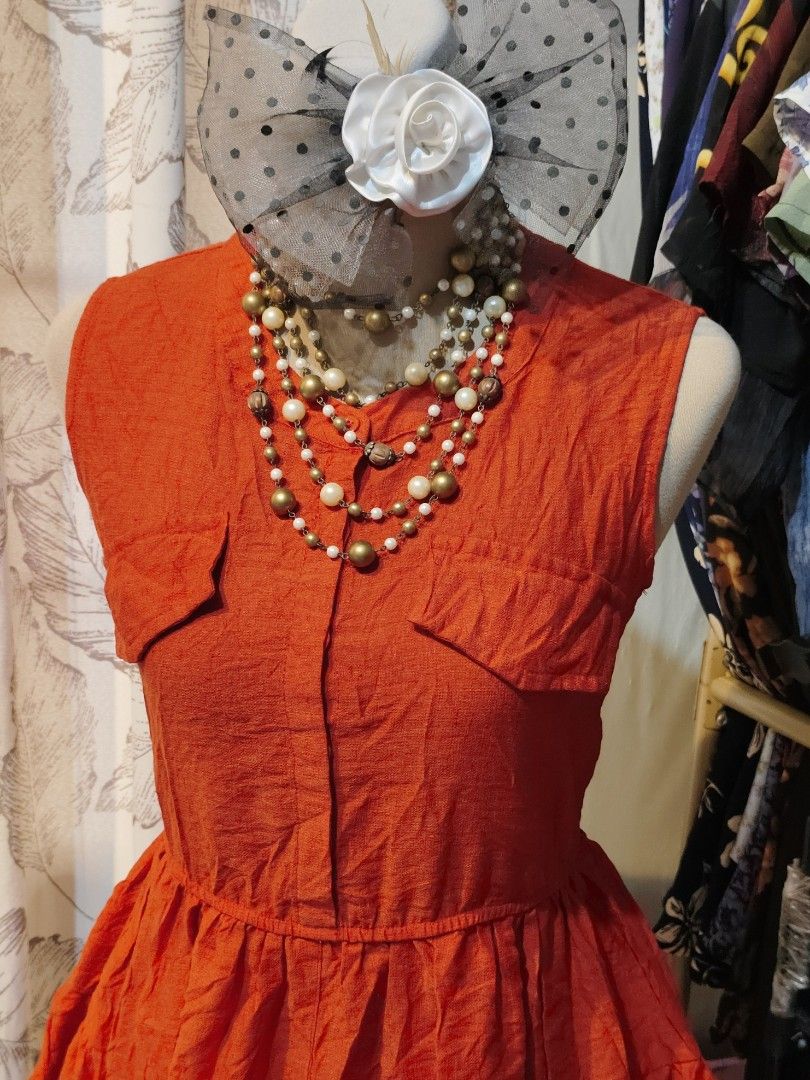 Ukay burnt orange mini dress (Category: Dresses) located in Rizal. Submitted by whitesioma99032 (Listing ID 1466360296, Image 1). Description: Ukay burnt orange mini dress Large Like new Garter waist Issue wash lng po 130+Sf.