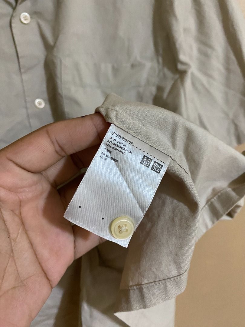 Uniqlo Beige Open Collar Polo (Category: Tshirts & Polo Shirts ) located in Cadiz. Submitted by thespotcdz (Listing ID 1466408634, Image 3). Description: XL on tag Width 25" Length 29" Good as new.
