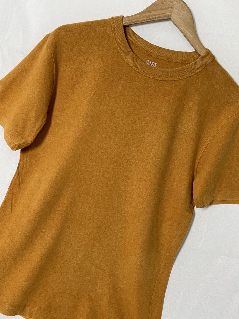 Uniqlo Plain Mustard Cotton Basic Shirt (Category: Shirts) located in Imus. Submitted by mochi.rella (Listing ID 1466459544, Image 2). Description: UQ Plain Mustard Good Condition S on tag | Fit S W 19 | L 25 .