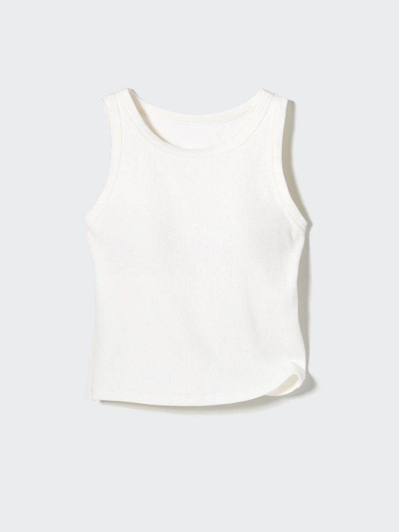 UNIQLO Ribbed Cropped padded top (Category: Sleeveless) located in Quezon City. Submitted by uniqcollections (Listing ID 1466404796, Image 1). Description: Like new white color Medium size with paddings no need to wear bra can fit 32- 34" bust size last price posted! MOP- gcash Delivery- grab/lalamove/j&t .