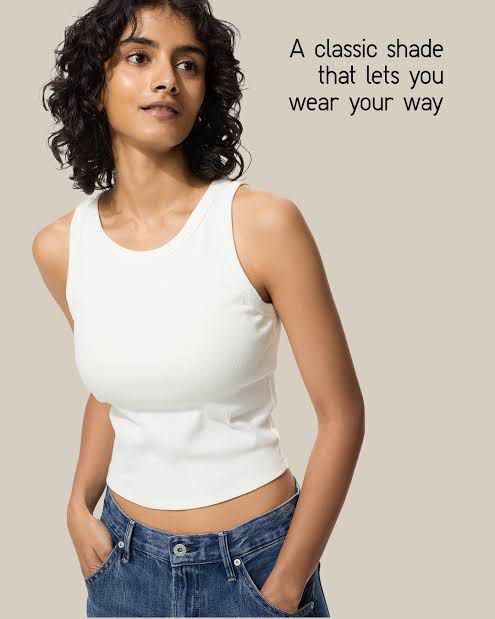 UNIQLO Ribbed Cropped padded top (Category: Sleeveless) located in Quezon City. Submitted by uniqcollections (Listing ID 1466404796, Image 2). Description: Like new white color Medium size with paddings no need to wear bra can fit 32- 34" bust size last price posted! MOP- gcash Delivery- grab/lalamove/j&t .