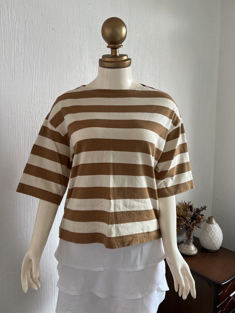 Uniqlo stripe boxy shirt (Category: Shirts) located in Amadeo. Submitted by mavmadel (Listing ID 1466391143, Image 1). Description: -medium on tag -like new condition -color rate 10/10 Loc: cavite Courier: jnt .