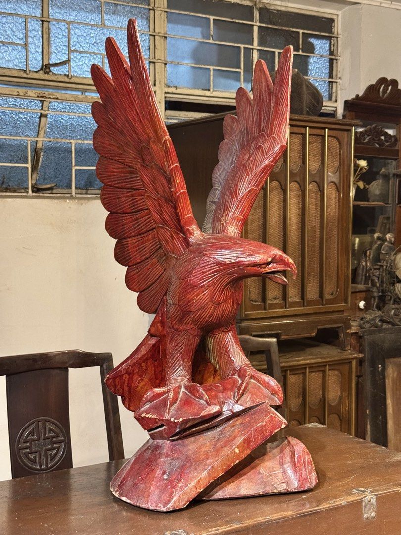 Vintage Large Eagle Wood Sculpture Display (Category: Vintage Collectibles) located in Manila. Submitted by sinaunang_gamit (Listing ID 1466381464, Image 2). Description: Vintage Large Eagle Wood Sculpture Display Height: 31.5 inches Made of wood Loc: 6th ave caloocan ₱4500.