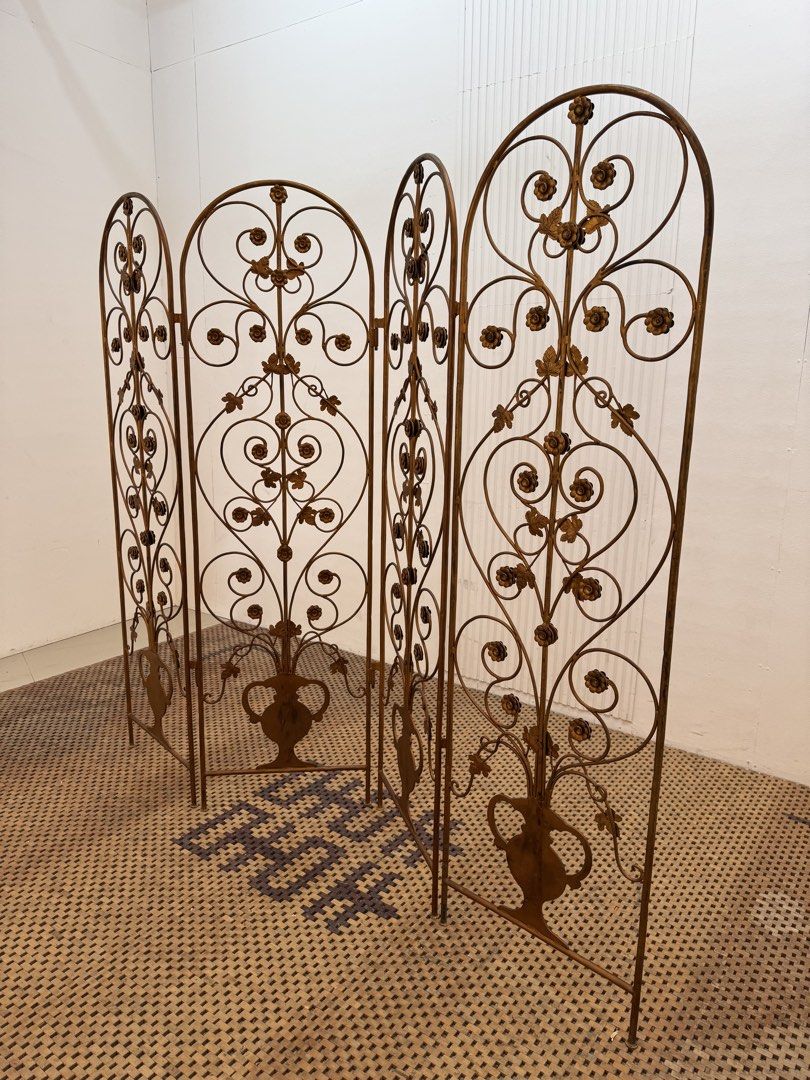 Vintage Partition (Category: Other Home Furniture) located in Quezon City. Submitted by matetdevis13 (Listing ID 1466494919, Image 3). Description: Vintage 4-Panel Ornate Wrought Iron Room Divider / Folding Screen Price: 7,500 71 x 62.5 In good condition Code JMD31-M487.