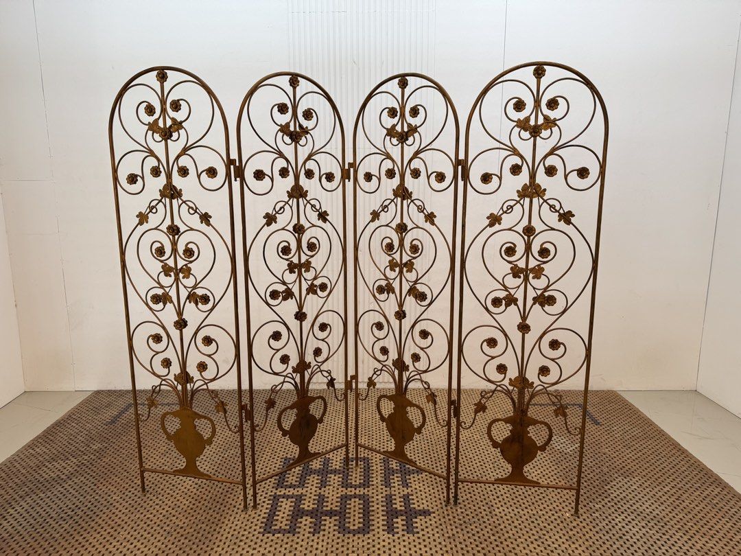 Vintage Partition (Category: Other Home Furniture) located in Quezon City. Submitted by matetdevis13 (Listing ID 1466494919, Image 1). Description: Vintage 4-Panel Ornate Wrought Iron Room Divider / Folding Screen Price: 7,500 71 x 62.5 In good condition Code JMD31-M487.
