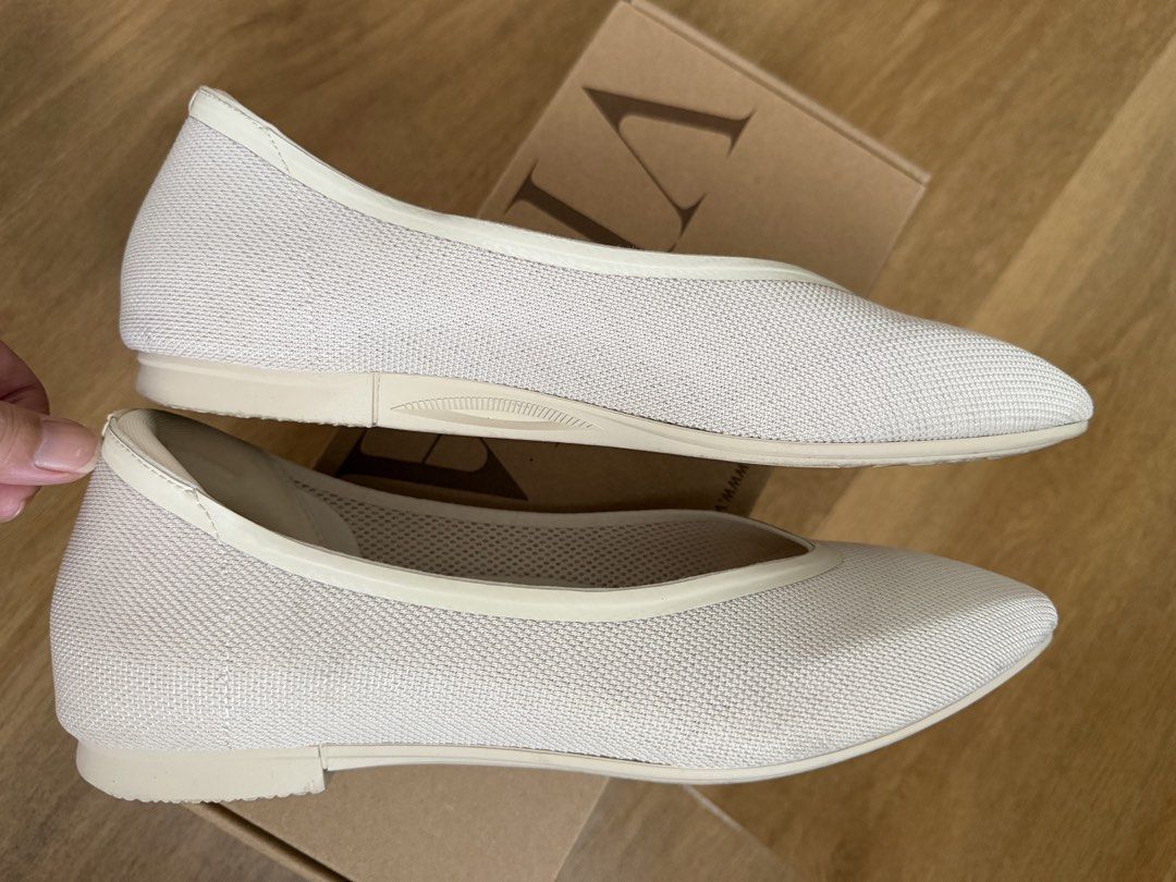 VIVAIA Flat Pro Beige Size 36 (Category: Flats & Sandals) located in Marikina City. Submitted by pianicolasora (Listing ID 1466489046, Image 2). Description: - Brand: VIVAIA - Model: Flat Pro - Color: Beige - Size: EU 36 (US 5.5-6, UK 3) - Design: Pointed toe with breathable knitted upper - Condition: Clean inside and out, excellent condition, used 1x only - Inclusions: Original shoe box and extra insoles included - Perfect for work, daily commut