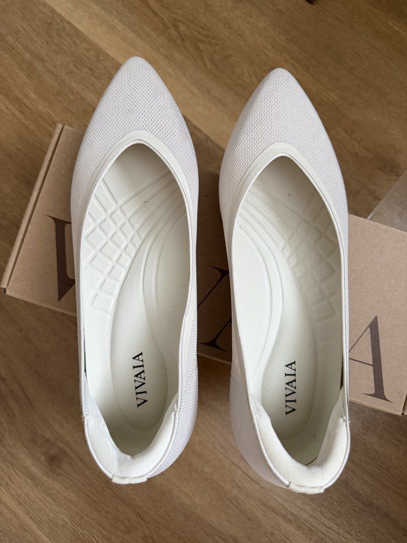 VIVAIA Flat Pro Beige Size 36 (Category: Flats & Sandals) located in Marikina City. Submitted by pianicolasora (Listing ID 1466489046, Image 1). Description: - Brand: VIVAIA - Model: Flat Pro - Color: Beige - Size: EU 36 (US 5.5-6, UK 3) - Design: Pointed toe with breathable knitted upper - Condition: Clean inside and out, excellent condition, used 1x only - Inclusions: Original shoe box and extra insoles included - Perfect for work, daily commut