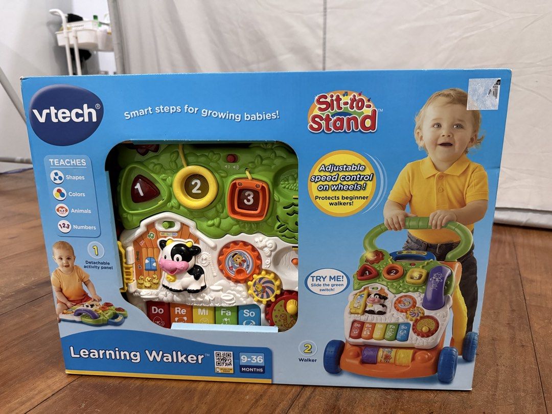 VTech Sit-to-Stand Learning Walker (Category: Infant Playtime) located in Valenzuela. Submitted by sophiamikee (Listing ID 1466477057, Image 1). Description: RFS: my baby has too many walkers already 100% brand new 💯 mall price: 3,399 - VTech Sit-to-Stand Learning Walker with original box - Grows with your baby from sit-down play to walking (ages 9 to 36 months) - Features a removable activity panel with shape sorters, spinning gears, telephone 