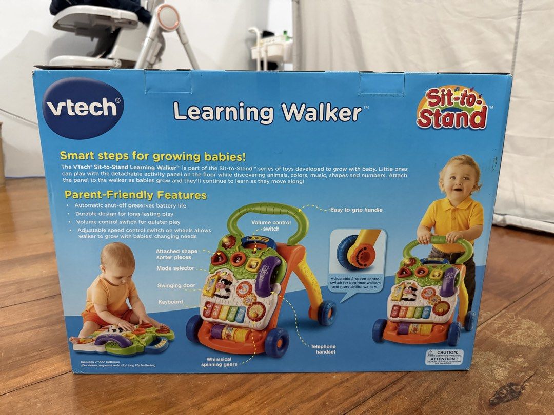 VTech Sit-to-Stand Learning Walker (Category: Infant Playtime) located in Valenzuela. Submitted by sophiamikee (Listing ID 1466477057, Image 2). Description: RFS: my baby has too many walkers already 100% brand new 💯 mall price: 3,399 - VTech Sit-to-Stand Learning Walker with original box - Grows with your baby from sit-down play to walking (ages 9 to 36 months) - Features a removable activity panel with shape sorters, spinning gears, telephone 